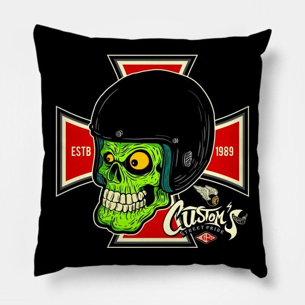 skull bikers custom Pillow by Adybuston123