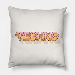 Techno - Typography - Pink Pillow