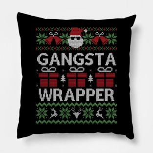 Ugly Christmas Sweater Gangsta Wrapper Pillow