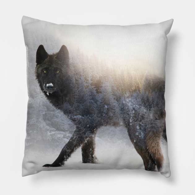 Lone Wolf Pillow by Phatpuppy Art