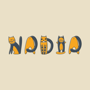 Nadia | Girl Name | Cat Lover | Cat Illustration T-Shirt