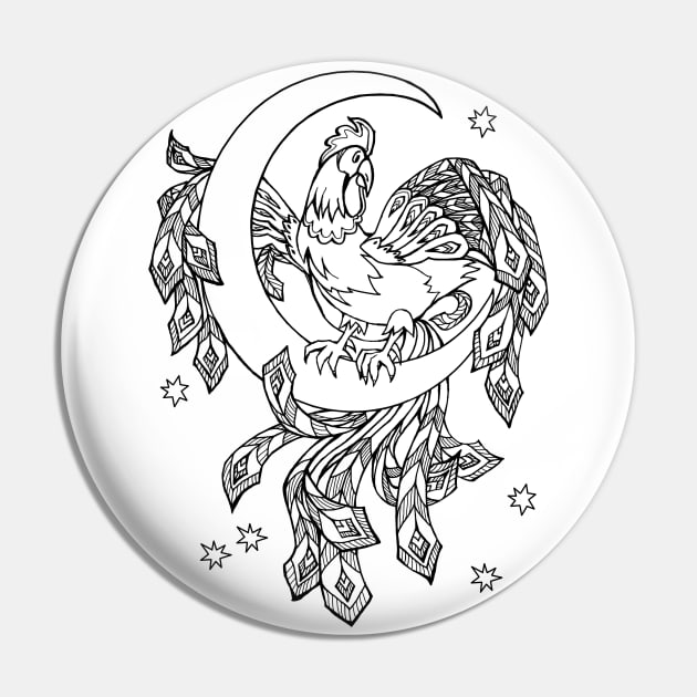 Fairyland cock Pin by Artist Natalja Cernecka