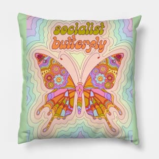 Socialist Butterfly - with background Pillow