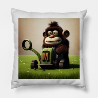 Letter M for Monkey Mowing lawn from AdventuresOfSela Pillow