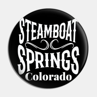 Steamboat Springs Resort Colorado U.S.A. White text. Gift ideas for the ski enthusiast. Pin