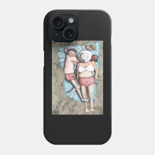 Sunbathing, Brits on the beach, holiday memories. Phone Case