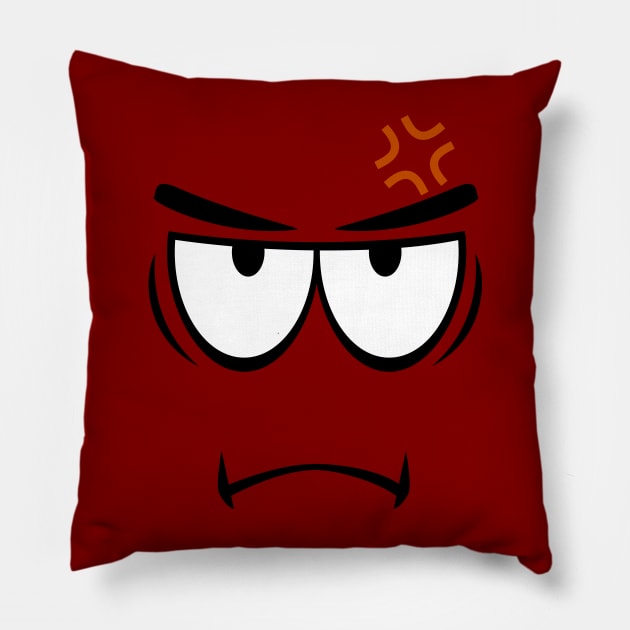 Angry Face [B] Pillow by Zero Pixel