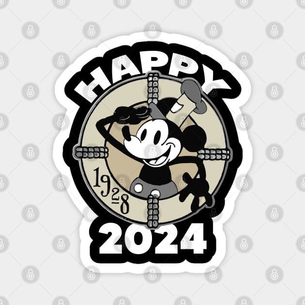Steamboat Willie. Happy 2024 Magnet by Megadorim
