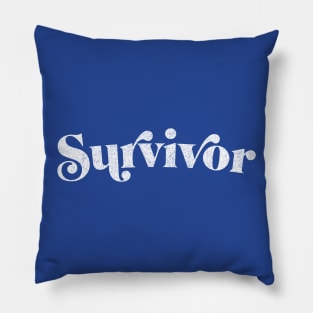 Survivor /// Retro Typography Faded Design Pillow