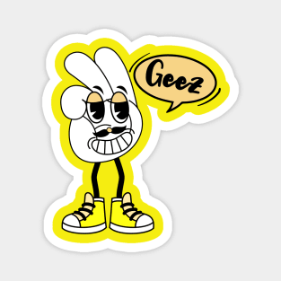 Cheerful Geez Mascot Hand with Mustache Design Magnet