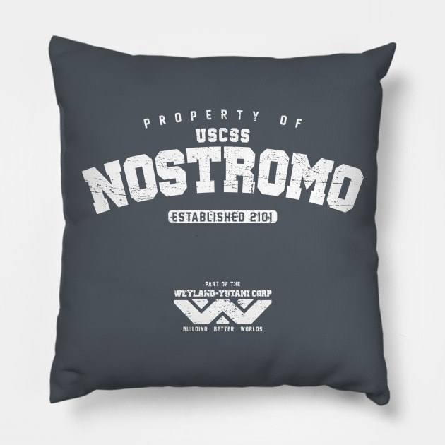 Property of USCSS Nostromo (worn look) Pillow by MoviTees.com