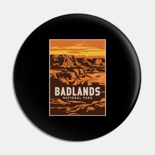 Badlands National Park Retro Travel Souvenir Poster Pin