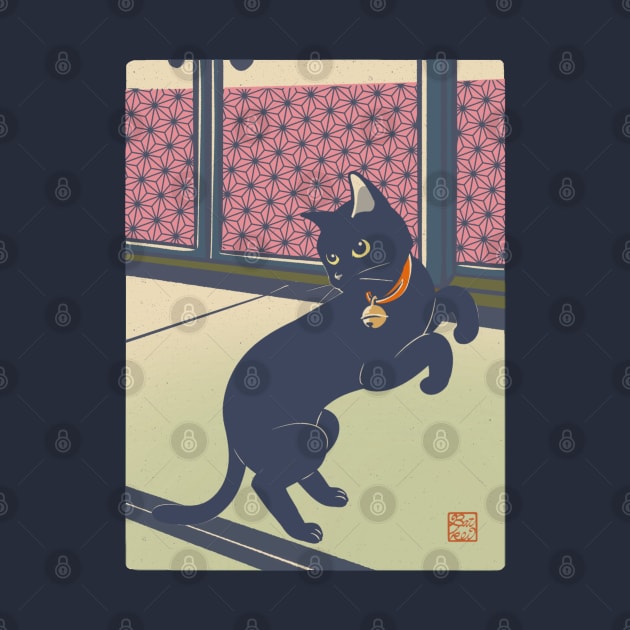 Black Cat In Japanese Room by BATKEI