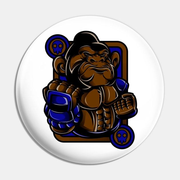 Kong Ape Gorilla Monkey Brown Blue Pin by BradleyHeal