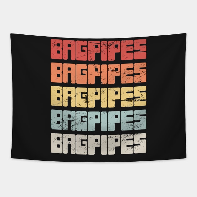 Vintage 70s BAGPIPES Text Tapestry by MeatMan