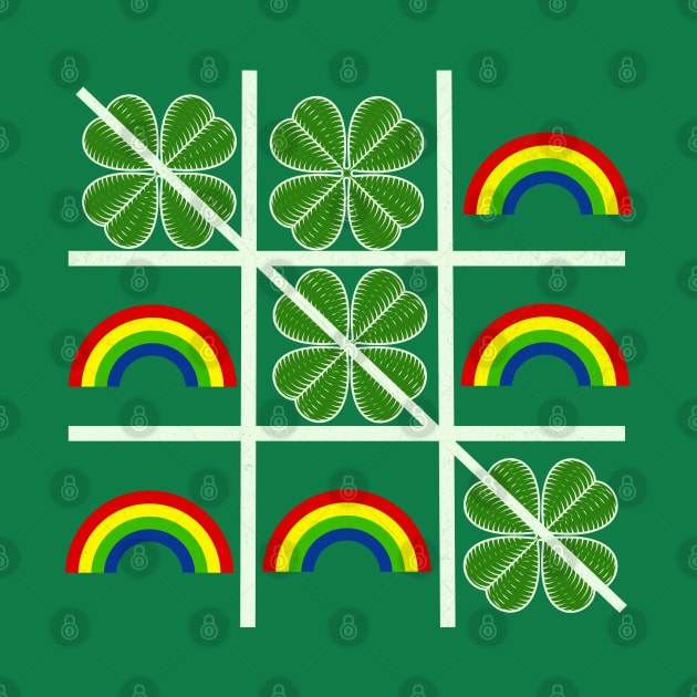 Shamrocks and Rainbows Tic Tac Toe Lucky Saint Patricks Day by Mind Your Tee