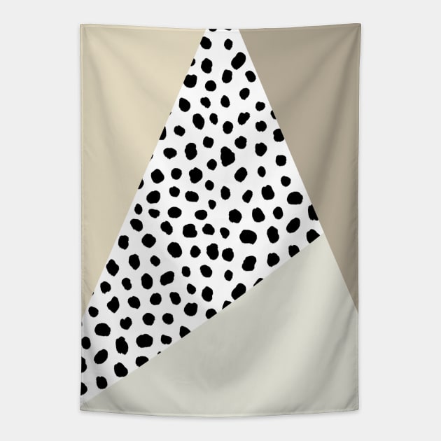 Geometric Polka Dot, Black and Neutral Tapestry by OneThreeSix