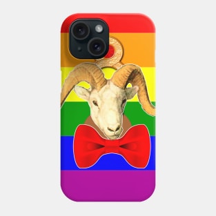 Goat head with horn with LGBT jewelry and bow Phone Case