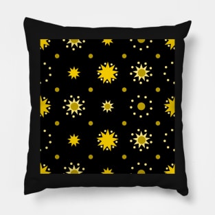 Suns and Dots Yellow on Black Repeat 5748 Pillow