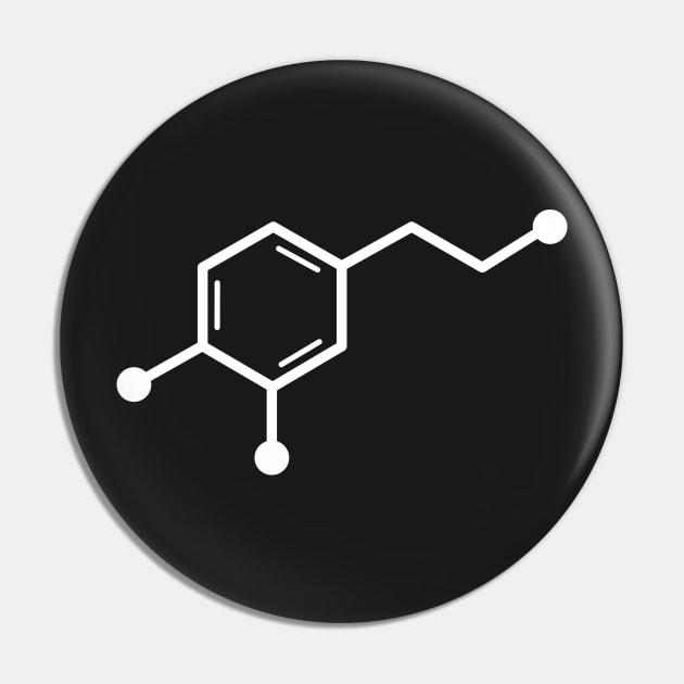 Dopamine Molecule White Pin by dotsan