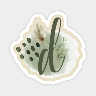 D Floral Letter Capital letter D | Monogramer D | Monogram Magnet