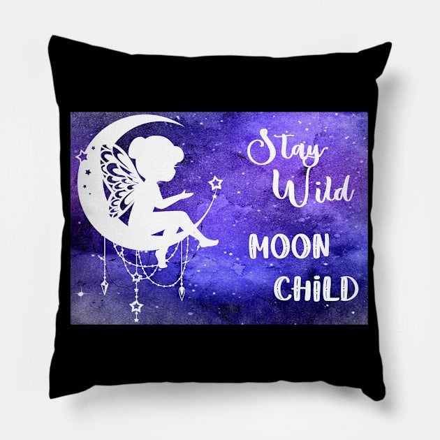 Stay Wild Moon Child Pillow by Danipost