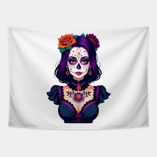 Floral Day of the Dead Girl Tapestry