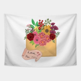 Love you flower mail Tapestry