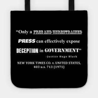 Free Press Case Law Quote White Lettering Transparent Background Tote