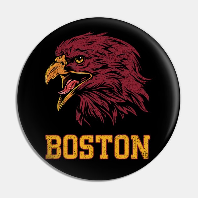 Funny Vintage Eagle Face Head Boston Gameday Of Football Pin by cytoplastmaximume