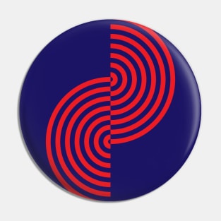 Groovy Waves - Bright Red on Dark Blue Pin