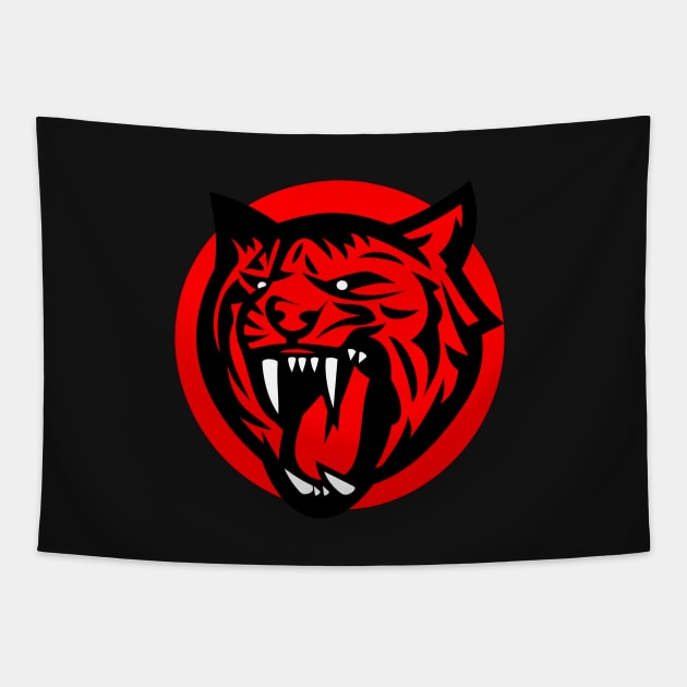 Red Tiger Tapestry by Johnitees