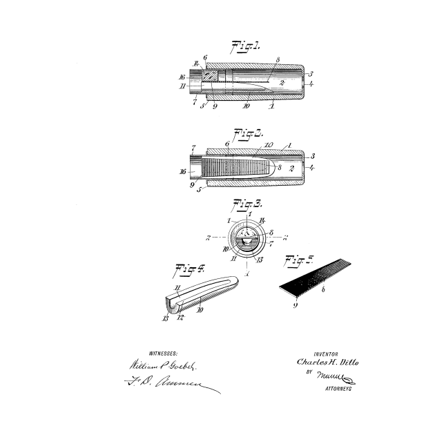 Duck Call Vintage Patent Hand Drawing by TheYoungDesigns