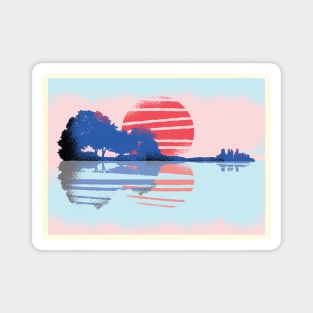 guitar lake with sunset for music Magnet