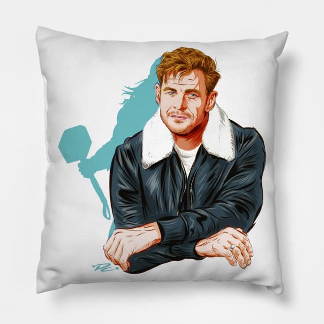 Chris Hemsworth - An illustration by Paul Cemmick Pillow by PLAYDIGITAL2020