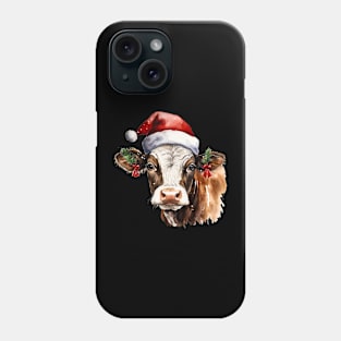 Christmas Farm Cow Wear Santa Hat Phone Case