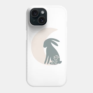 Crescent Moon and Bunny| Boho Nursery Print| Celestial Cottage Core Wall Art Phone Case