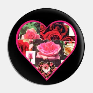 Roses Heart Shaped Collage Pin