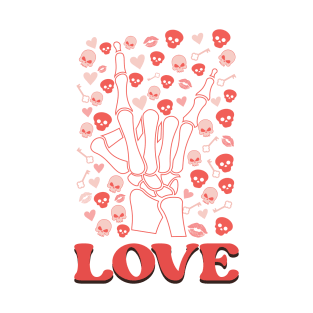 Skeleton Finger Love Valentine Gift T-Shirt