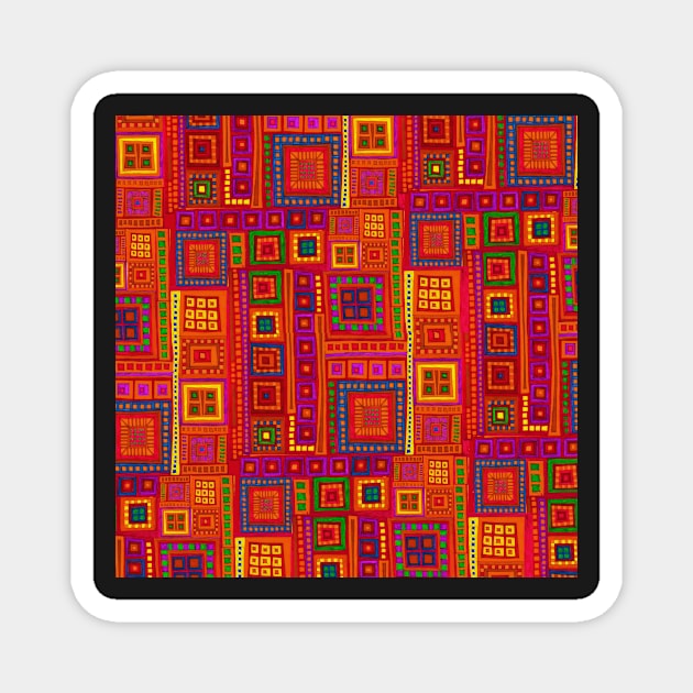 Hot Color Squares inspired by India Magnet by astrongwater