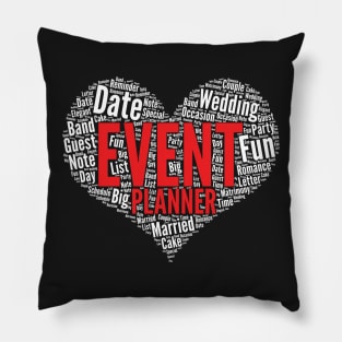 Event planner Heart Shape Word Cloud Planning Party design Pillow