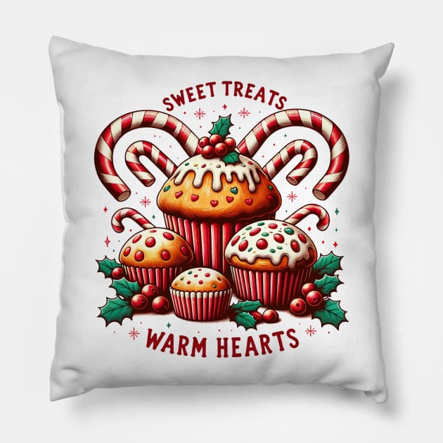 Sweet Treats Vintage Christmas Muffins Baking Pillow by TheCloakedOak
