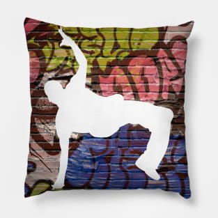 Break Dancer on Graffiti Background 9 Pillow