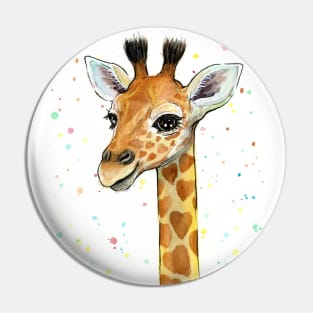 Giraffe Baby with Hearts Pin