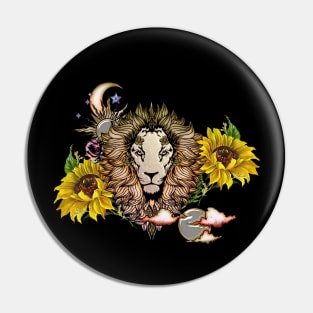 Awesome lion with flowers Pin