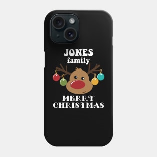 Family Christmas - Merry Christmas JONES family, Family Christmas Reindeer T-shirt, Pjama T-shirt Phone Case
