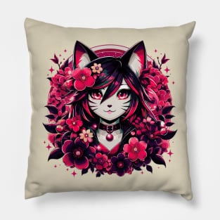 Nekomimi Floral Fantasy Pillow