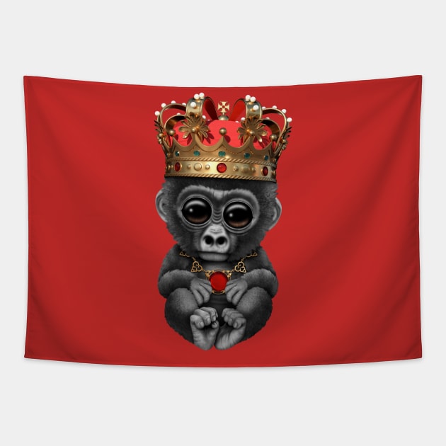 Cute Royal Gorilla Wearing Crown Tapestry by jeffbartels