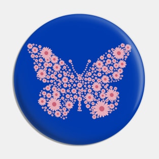 Spring Pink Floral Butterfly Silhouette Pin