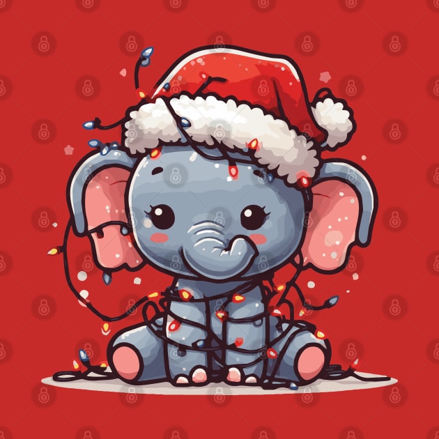 Christmas Elephant with Santa Hat by Heartsake